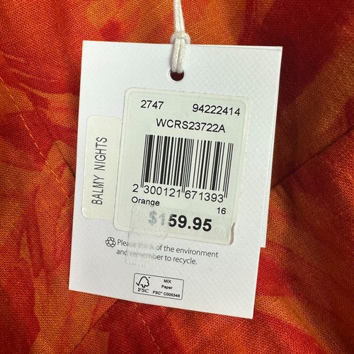 Wayne Cooper Jumpsuit Womens 16 Orange Organic Linen Blend Balmy Nights BNWT - Picture 3 of 7