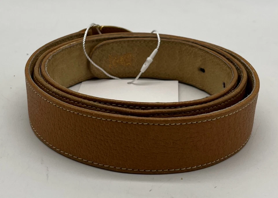 Cinturón con hebilla a rayas con logotipo GG de cuero marrón para mujer talla 110/40 Foto 2 de 4