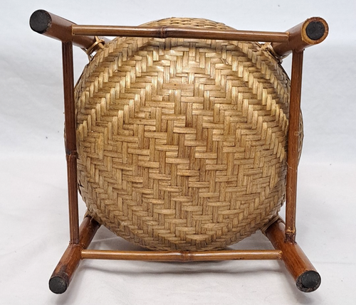 2-Tiered Bamboo Wicker Basket - Kitchen Fruit Craft Trinkets Storage Vintage 12" - Picture 8 of 12