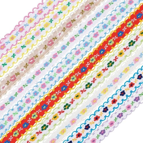 20 Yards 10 Colors Jacquard Ribbon Trim 1/2" Embroidery Flower Trim Polyester... - Picture 2 of 7