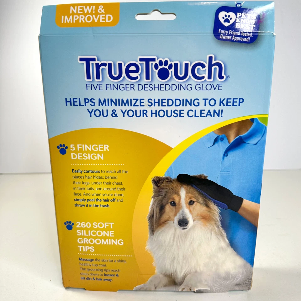 New In Box True Touch Five Finger Deshedding Glove Pet The Hair Away Dogs & Cats - Image 3 of 4
