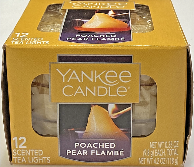 Yankee Candle Poached PEAR Flambe 12 Scented Tealights Tea Lights for