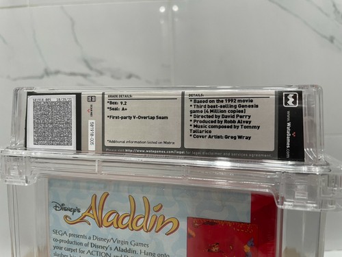 Disney's Aladdin Sega Genesis Factory Sealed Video Game Wata 9.2 Graded A+ Seal - Picture 6 of 10