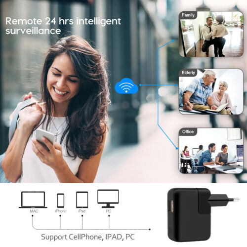 USB-C Charger 170° Wide Angle 1080P HD Charger Camera with Motion Detection, - Picture 9 of 10