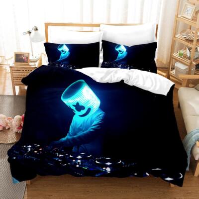 3D Schwarz Blau Musiker Doktom Quilt Cover Set Bettwäsche Sets Kissenbezüge 64
