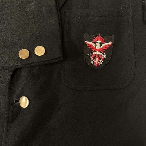 Vintage 50's Men's BLACK Sport Coat WOOL Jacket MILITARY USN US Army Patch Blaze - Picture 9 of 10