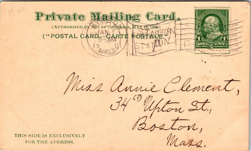 Angelo Cherubino Nastro Giglio di Valle Capodanno Cartolina Privata 1901 Chelsea Sn - Foto 2 di 2