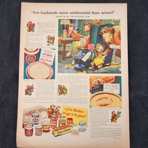 Borden Dairy Products Elsie Cow Milk Cheese Lady Borden Ice Cream 1948 Print Ad - Picture 1 of 6