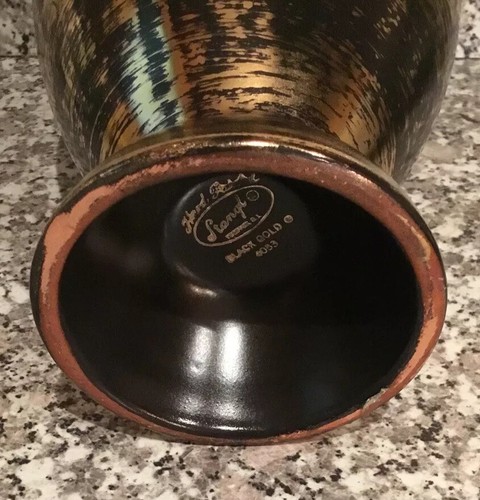 Vintage Stangl MCM Signed Art Pottery Vase Pitcher Antique Gold 22KT Black 4033 - Picture 3 of 7