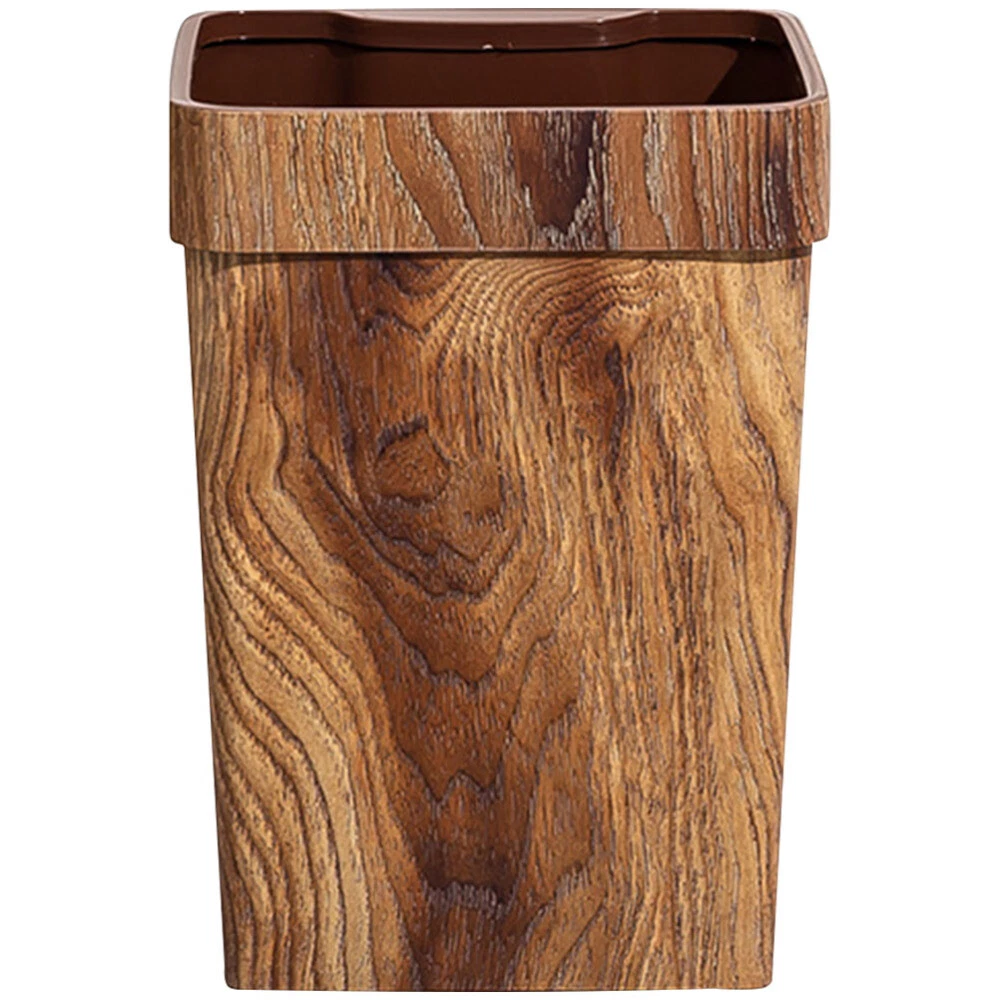 Garbage Can Household Waste Bin Imitation Wood Grain Trash Can