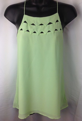 Naked Zebra Green Spaghetti Strap Cutout Tank Top Cami, Women's S - Picture 2 of 7