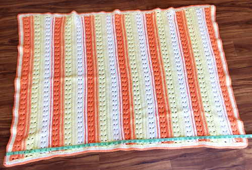 Handmade Crochet or Knit Candy Corn Yellow Orange White Afghan Blanket Throw - Picture 8 of 9