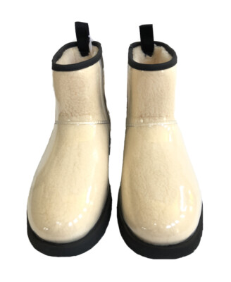 UGG CLASSIC CLEAR MINI NATURAL/BLACK WATERPROOF BOOT US 10 / EU 41