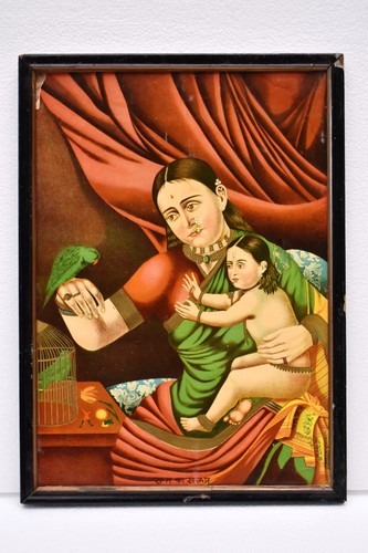 Raja Ravi Varma Shri Rama Bal Roop Lithograph Oleograph Print Framed Circa 1900 - Picture 3 of 8