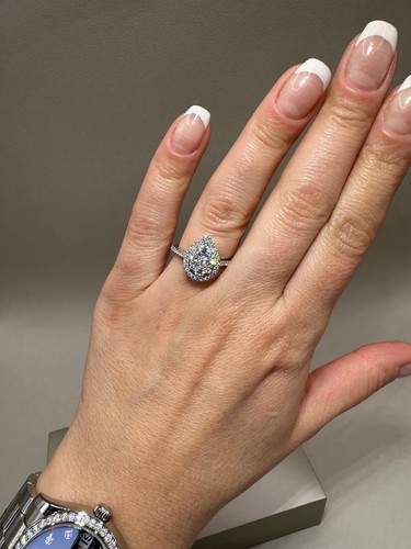 9ct White Gold 1.04ct Lab-Grown Diamonds Halo Pear Illusion Ring LGSL108 - Picture 15 of 23
