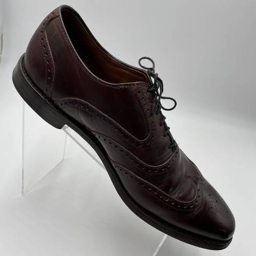SH29 Allen Edmonds 11.5B McClain Brown Leather Wingtip Dress Shoes - Picture 5 of 9