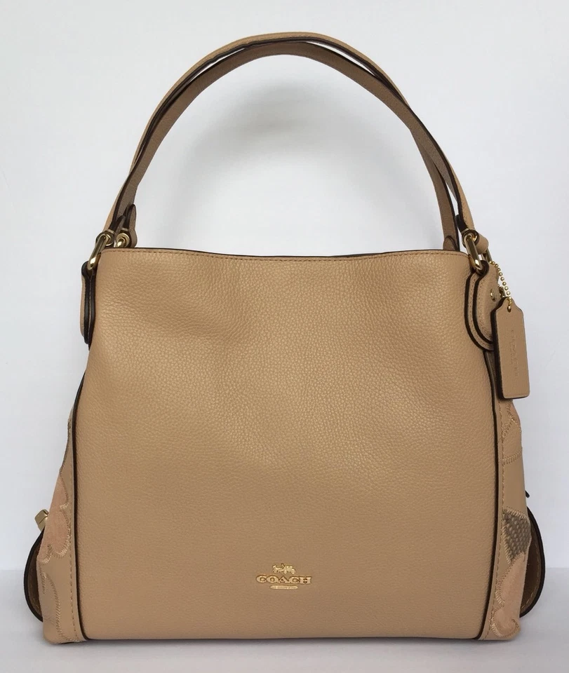 Bolso de hombro COACH 24966 Edie 31 con retazos rosa té detalle piel de serpiente madera de haya Foto 3 de 4