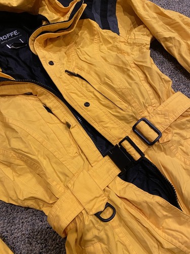 Vtg 90s ROFFE Challenger Ski Suit One Piece Yellow Women's Size 8 Winter Snow - Picture 4 of 11