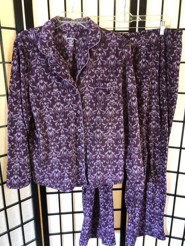CROFT & BARROW Faux Fur Long Sleeve Drawstring Pajama Set Purple Womans XXL