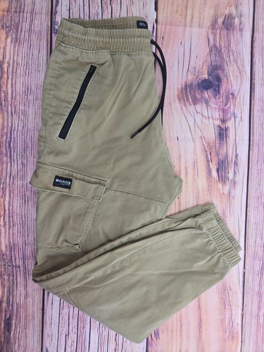 Hollister Mens Skinny Jogger Pants Small Khaki Cotton Blend Stretch Cargo Style - Picture 3 of 8
