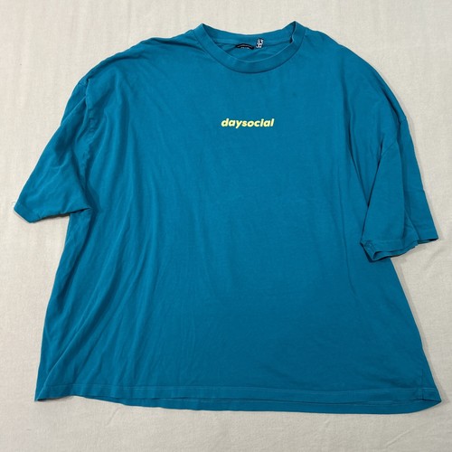 T-shirt ASOS Daysocial unisex 3XL oversize con stampa grafica logo blu - Foto 2 di 6
