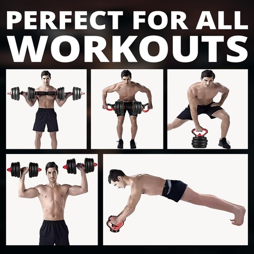 Adjustable Dumbbell Fitness Weights Barbell Kettle Bell Home Gym Handle 20KG Set - Picture 4 of 5