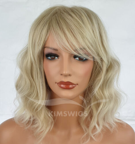 LIGHT BLONDE MIX WIG LADIES WOMENS WAVY SHOULDER LENGTH BOB STYLE UK SELLER - Picture 1 of 5