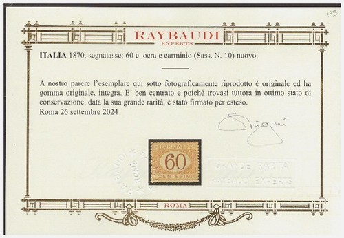 REGNO 1870 - SEGNATASSE Centesimi 60 NUOVO ** MNH - LUSSO - Imagen 2 de 2