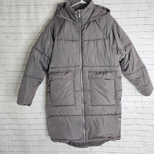 ONLY Women’s Onlgabi Oversized Long Nylon Coat Jacket Grey Size M - Picture 1 of 18