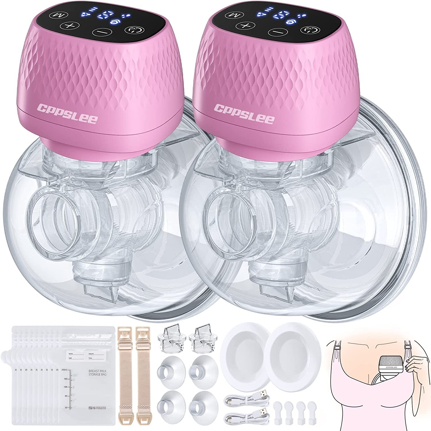 Hands Free Electric Wearable Breast Pump Portable for Moms-image