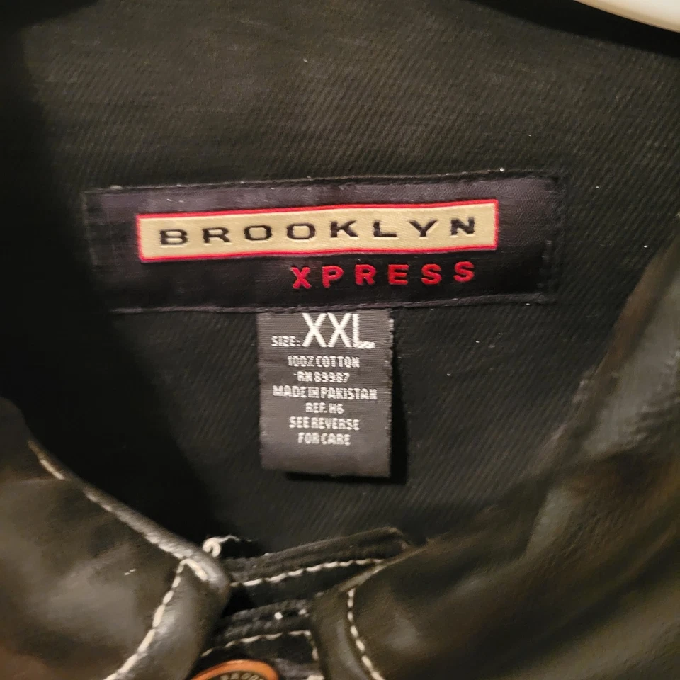 Brooklyn Express Black Denim Jacket Size XXL Embroidered Graphic - Image 3 of 4