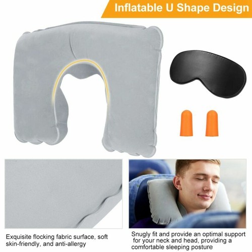 Portable Inflatable Travel Neck Pillow Cushion U-Shape For Airplanes/Trains/Car - Picture 2 of 40