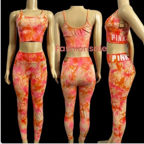 Set reggiseno Victorias Secret ROSA senza cuciture allenamento vita alta aderente e foderato lungo - Foto 10 di 10
