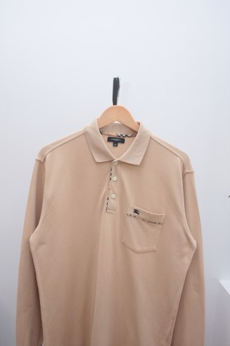 Burberry Beige Long Sleeve Polo Men's Medium - Picture 2 of 5