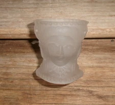 Vintage LG Wright Satin Glass Three Faces Sisters Open Salt OF16