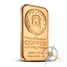 1 oz Copper Bar - Statue Of Liberty