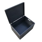 LARGE WOODEN BOX/TOY BOX WITH HANDLES,HAND PAINTED ACRYLIC PAINT IN BLACK COLOUR