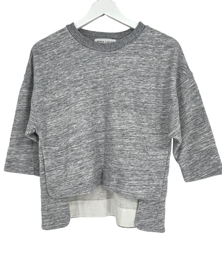 Sudadera Top Athleta Derek Lam 10C Talla XS Gris Jaspeado Blanco Manga 3/4 - Imagen 10 de 15