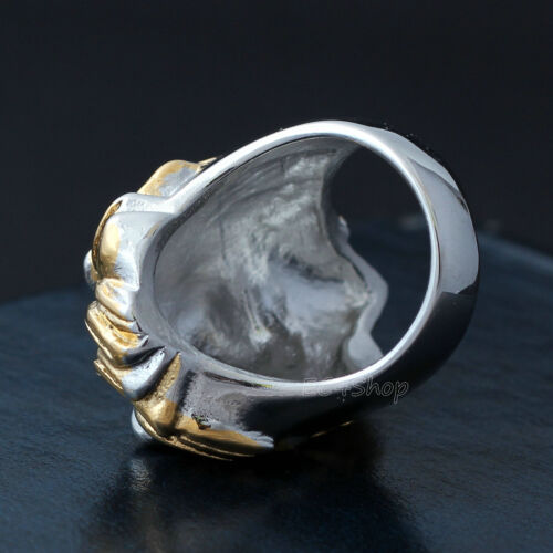 Anello da uomo testa di leone argento oro acciaio inox taglia USA 7 8 9 10 11 12 13 14 15 - Foto 7 di 8