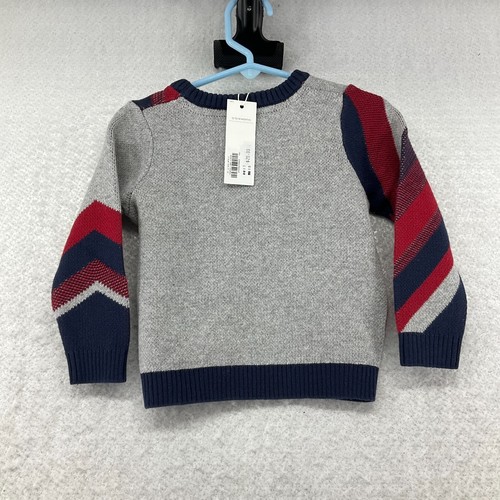 Janie And Jack Boys Sweater Multicolor Striped Crew Neck Pullover Size 12 To 18M - Picture 2 of 7