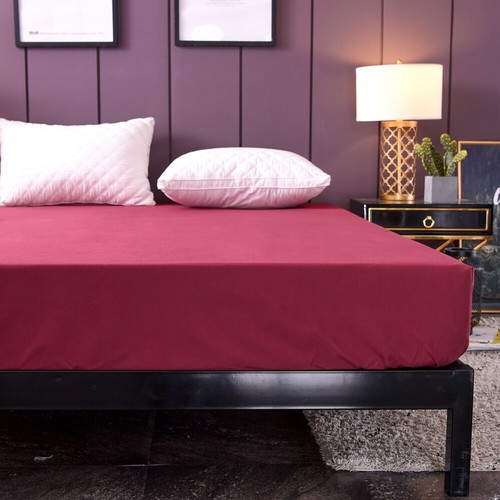 Waterproof Solid Color Fitted Sheet Set Single Double Queen King Bed Protector - Picture 26 of 53