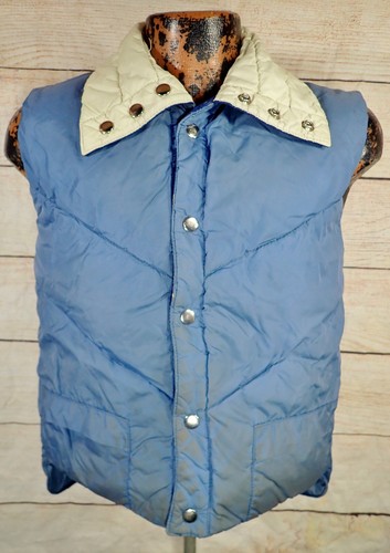 Montgomery Ward Vintage Reversible Puffer Vest Youth Kids size L Blue White - Picture 6 of 20