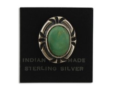 Navajo Tie Tack 925 Silver Natural Mined Turquoise Native American Artist C.80's