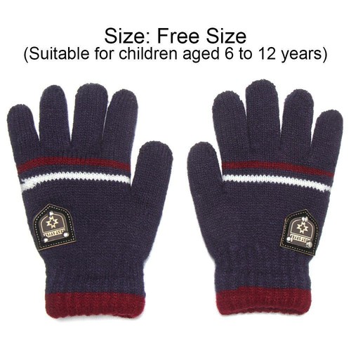 Kids Gloves Winter Full Finger Gloves Knitted Soft Children Mittens 6-12y Boys G - Picture 8 of 30