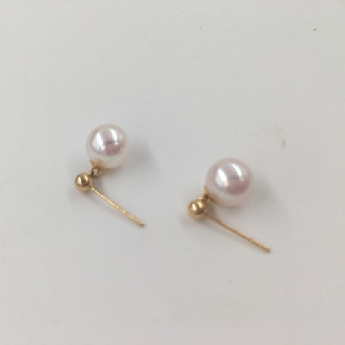 Encantadores Pendientes de Perla Akoya Natural Real Redondos Blancos AAAA+ 8-9 mm Oro 14k P - Imagen 2 de 5