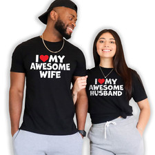 Camisetas de pareja a juego I Love My Husband I Love My Wife linda camiseta gráfica