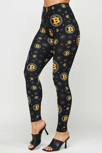 PLUS Crypto Coin Leggings Bitcoin Print Buttery Soft 10-18 TC - Picture 5 of 5