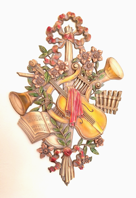Vintage Syroco Violin Flowers