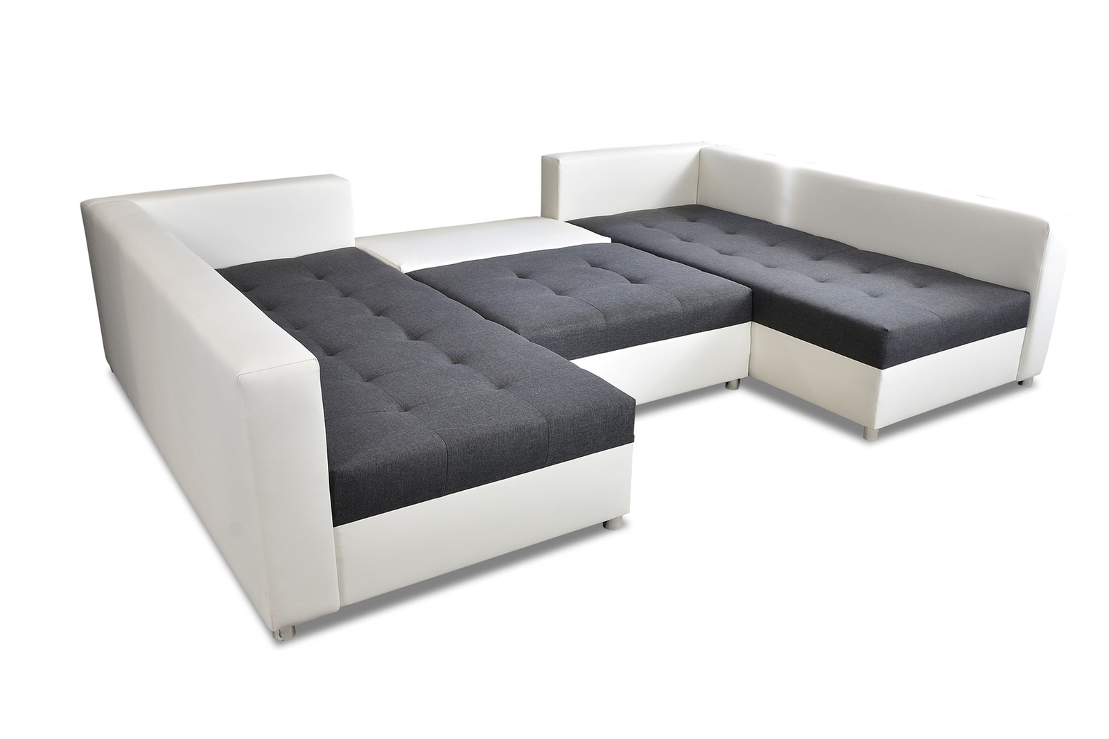 Wohnlandschaft Sofa ANDRO Schlaffunktion und Hocker Stoff Fresh Anthrazit