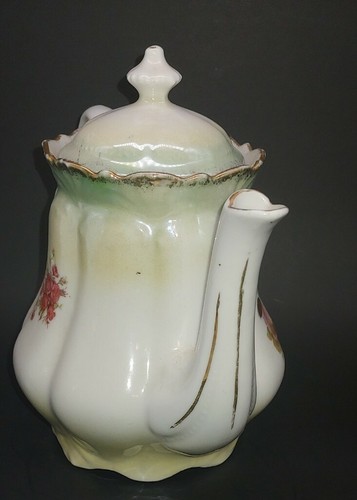 Antique Coffee Tea Pot Floral Pattern Rose 7" - Picture 3 of 5